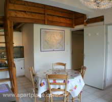 Main living space, view towards mezzanine and hall area, apartplage, Saint-Jorioz