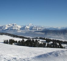 The Semnoz in winter, Mont Blanc in the distance